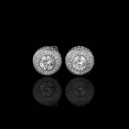 Round Full Diamond Hip Hop Stud Earrings