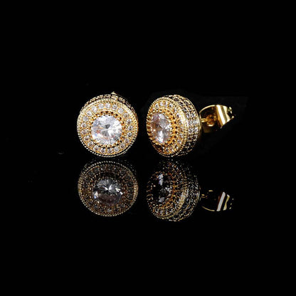 Round Full Diamond Hip Hop Stud Earrings