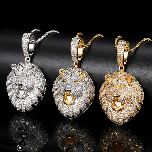 ICED ROARING LION PENDANT