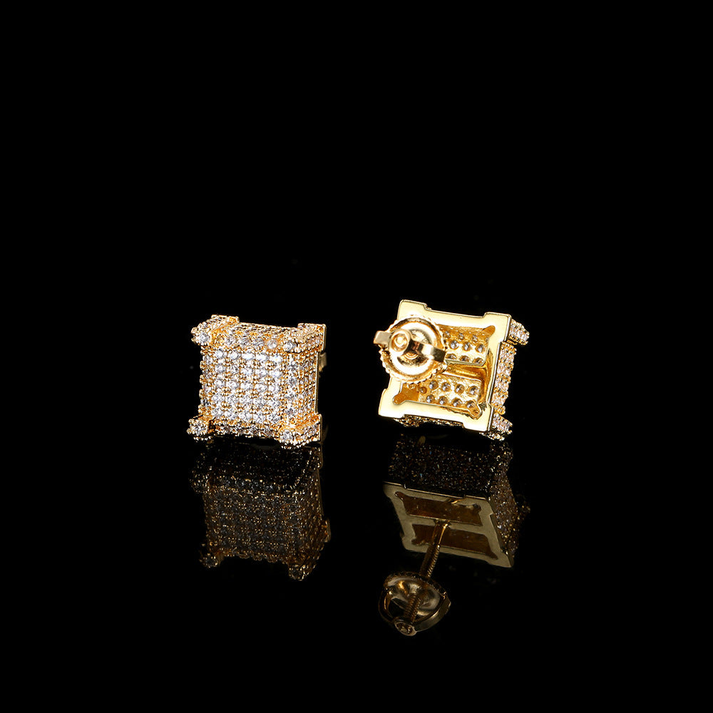 CZ COPPER SQUARE STUD EARRING