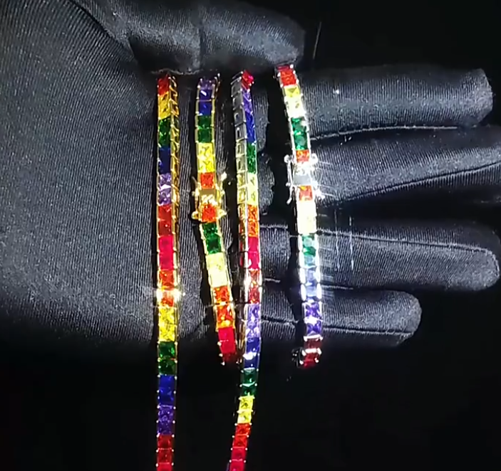 4MM MULTICOLOR ICED TENNIS BRACELET