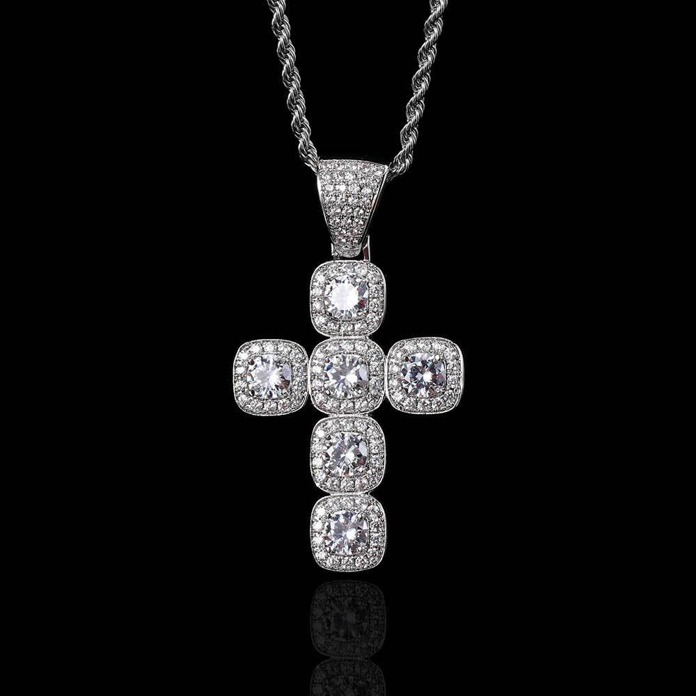 LARGE ICED CROSS PENDANT