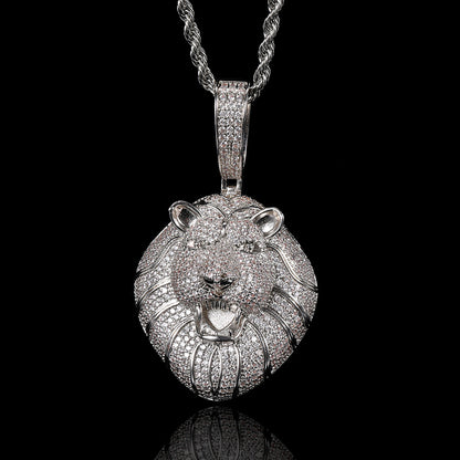 ICED ROARING LION PENDANT