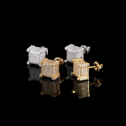 CZ COPPER SQUARE STUD EARRING