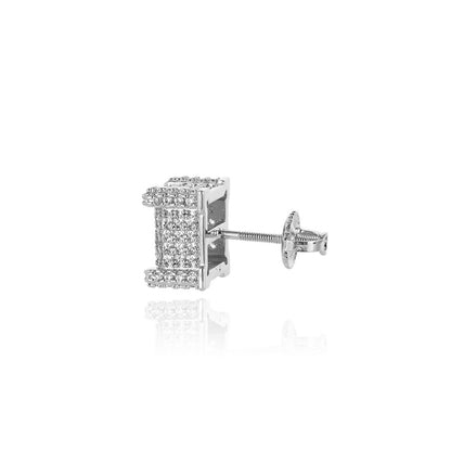 CZ COPPER SQUARE STUD EARRING