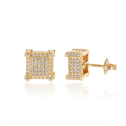 CZ COPPER SQUARE STUD EARRING