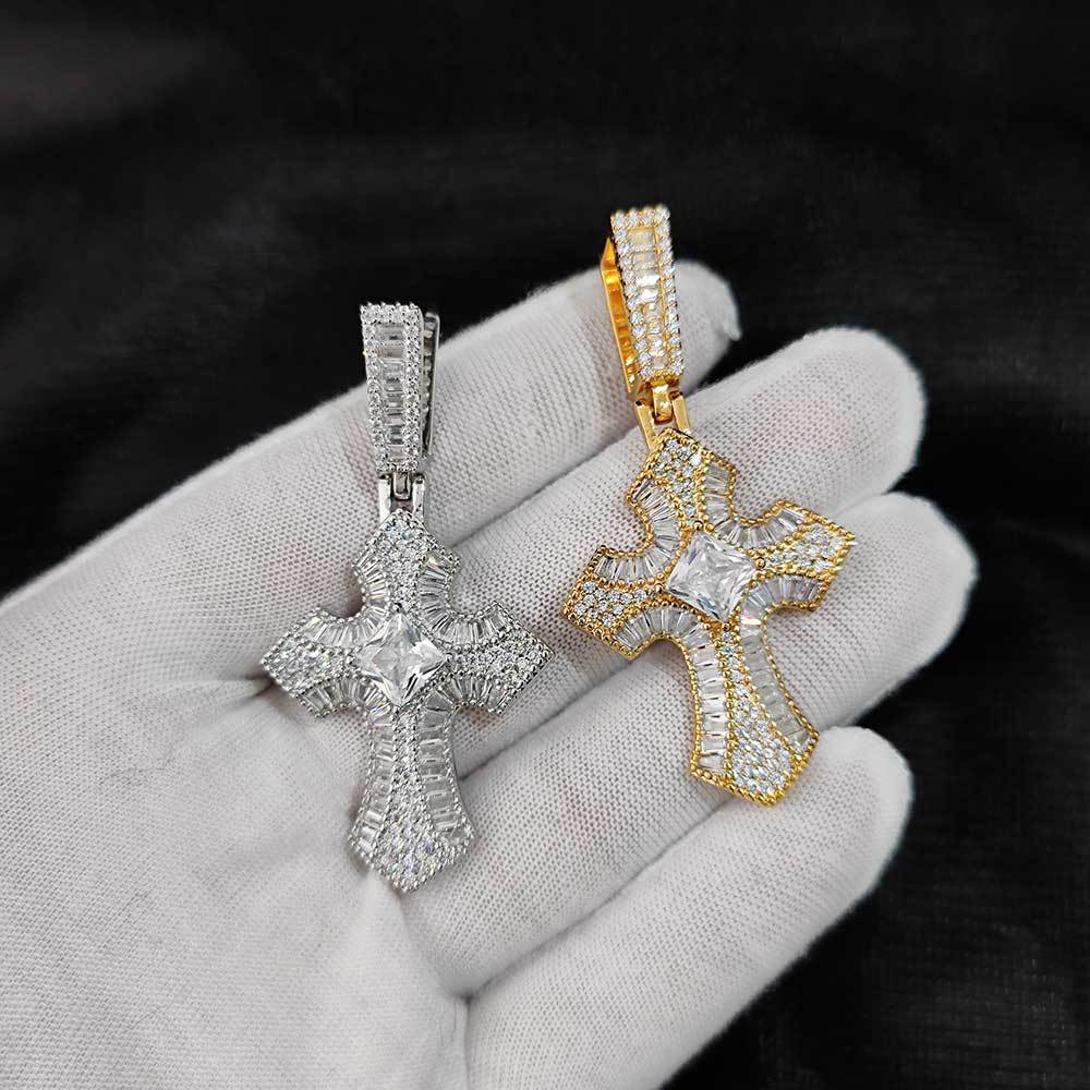 ICED BAGUETTE CROSS PENDANT