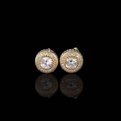 Round Full Diamond Hip Hop Stud Earrings