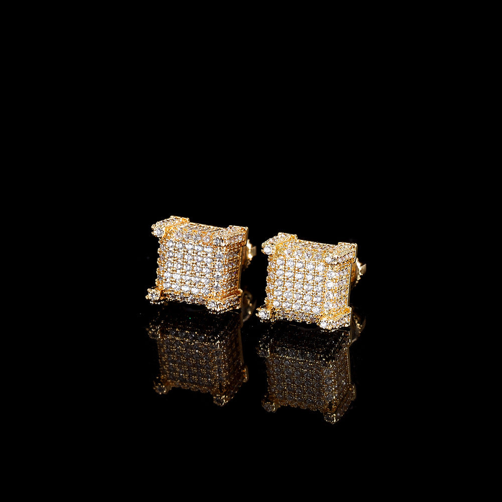 CZ COPPER SQUARE STUD EARRING